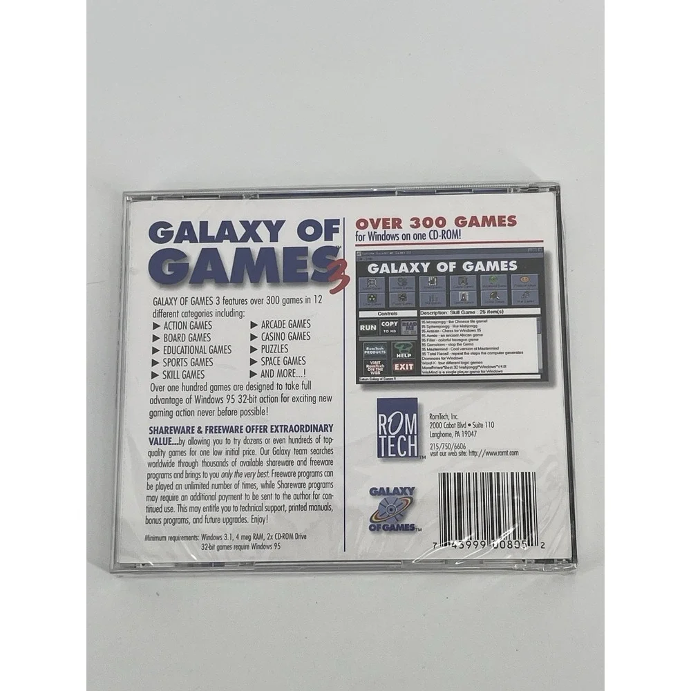 Galaxy Of Games II PC CD-ROM, 1997 Over 300 Games For Windows 95 SEALED
